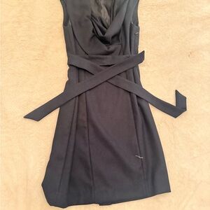 C. Luce Black Sleeveless Wrap-Tie Mini Dress